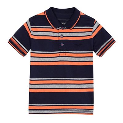 Boys' navy and orange striped polo shirt